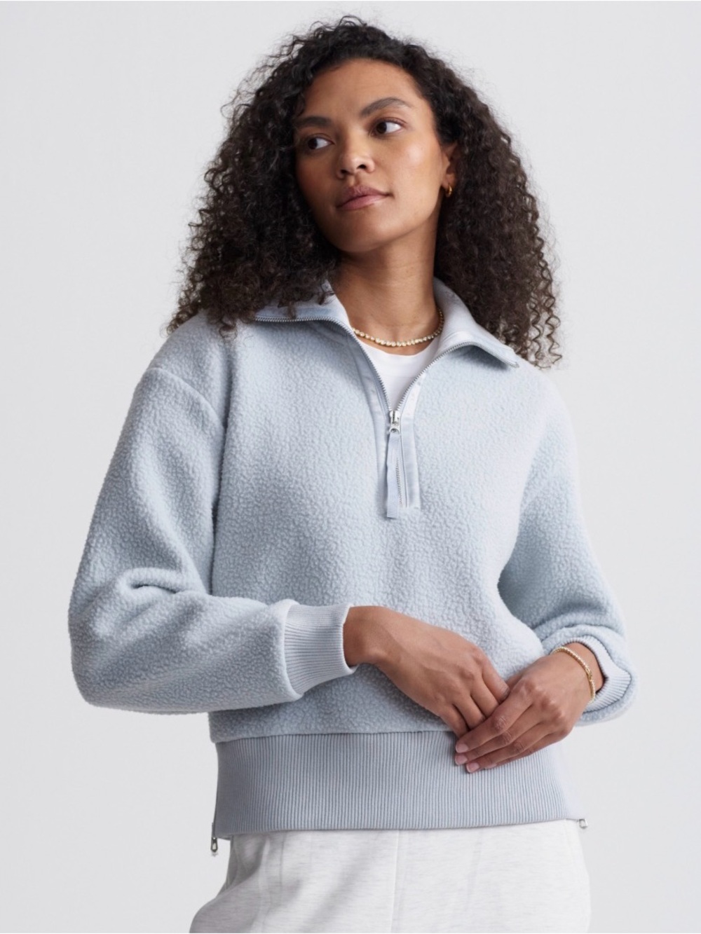 Varley Roselle Half-Zip Fleece | Light Blue Grey | Size Small